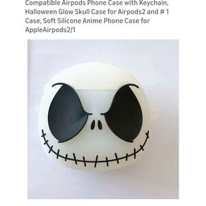 Halloween Glow Skull Airpods Pro‎ Case White Black Nightmare Before Christmas
